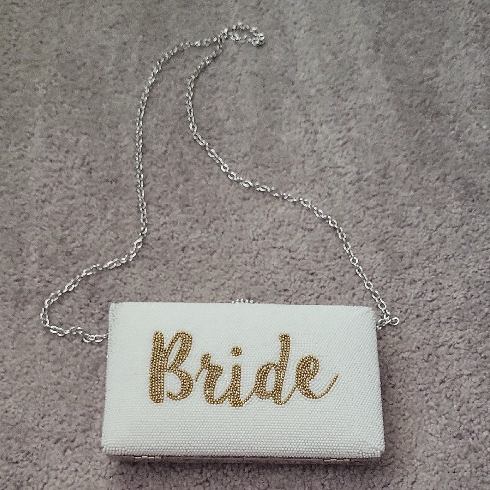 White and Gold Bride Clutch